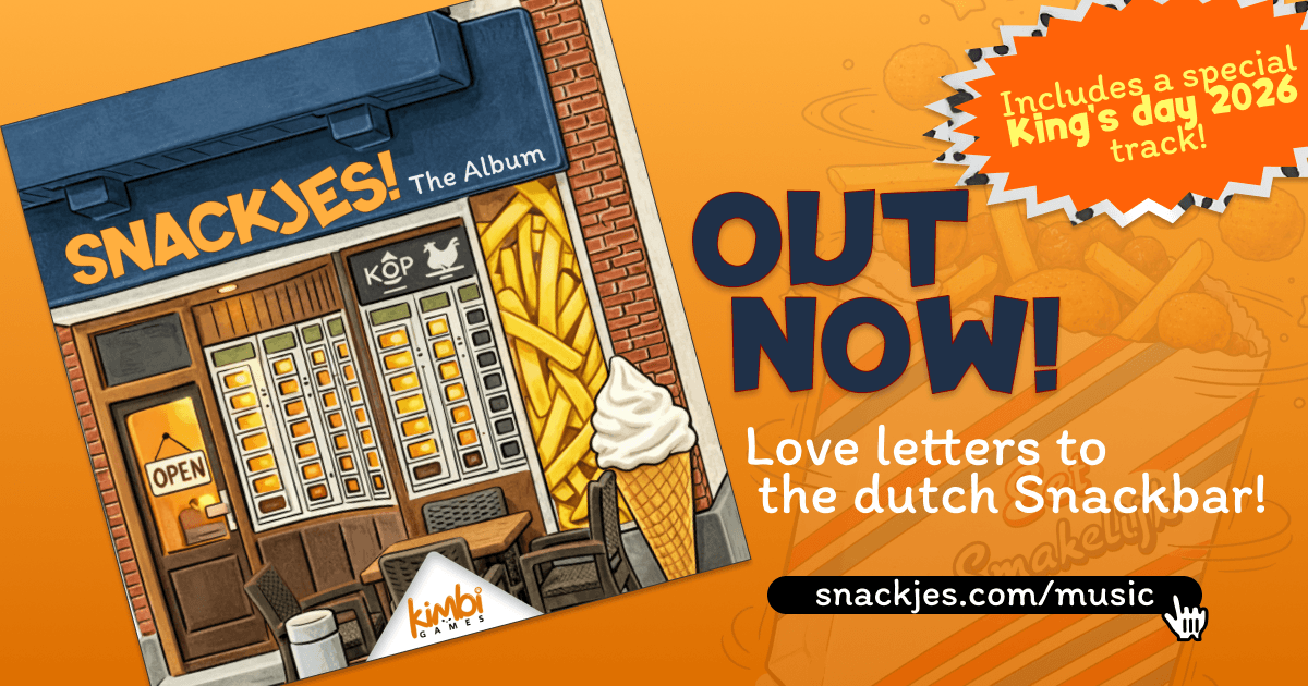 Snackjes! — The Album is out now. Includes a special King's Day 2026 track. Listen at snackjes.com/music.